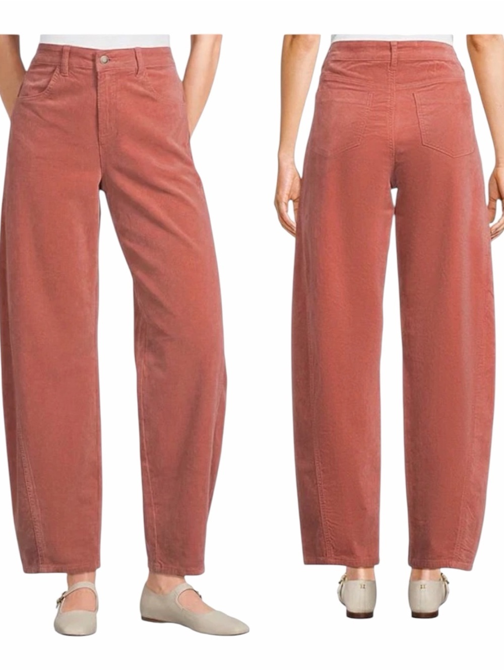 NEW Chelsea & Violet Barrel Corduroy Jeans Pants Coral Cotton Pockets Size 31